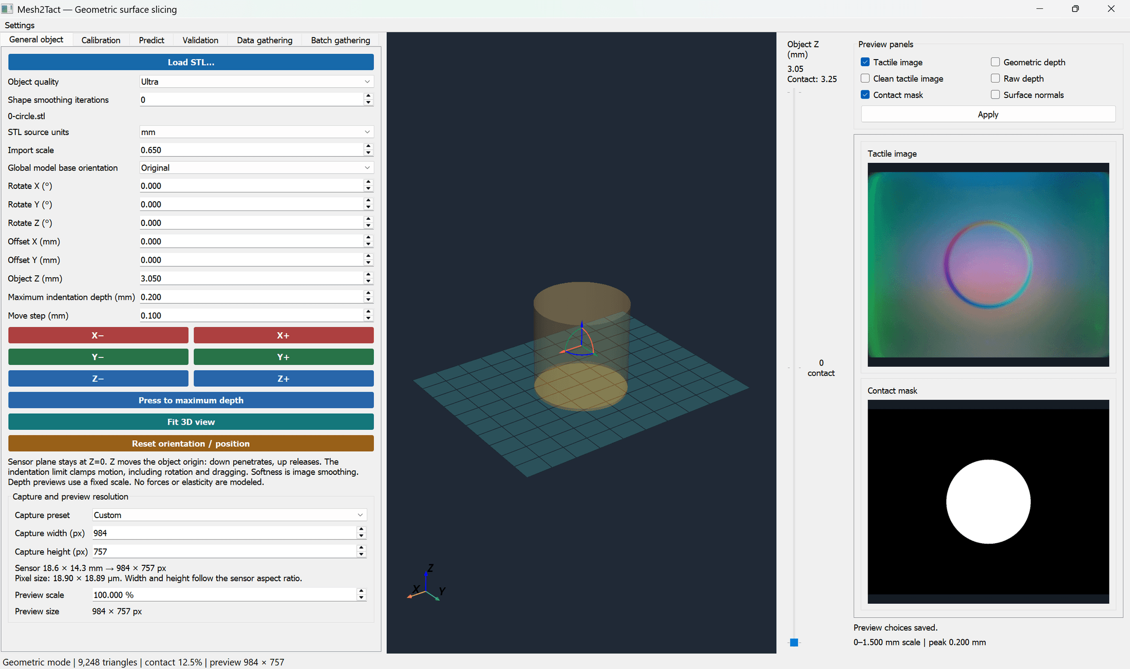 Mesh2Tact tactile simulation interface